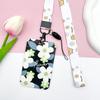 Sweet Floral Card Protective Sleeve Neck Strap Lanyard Card Holder Cute Card Case  ID/Bus/Bank Card