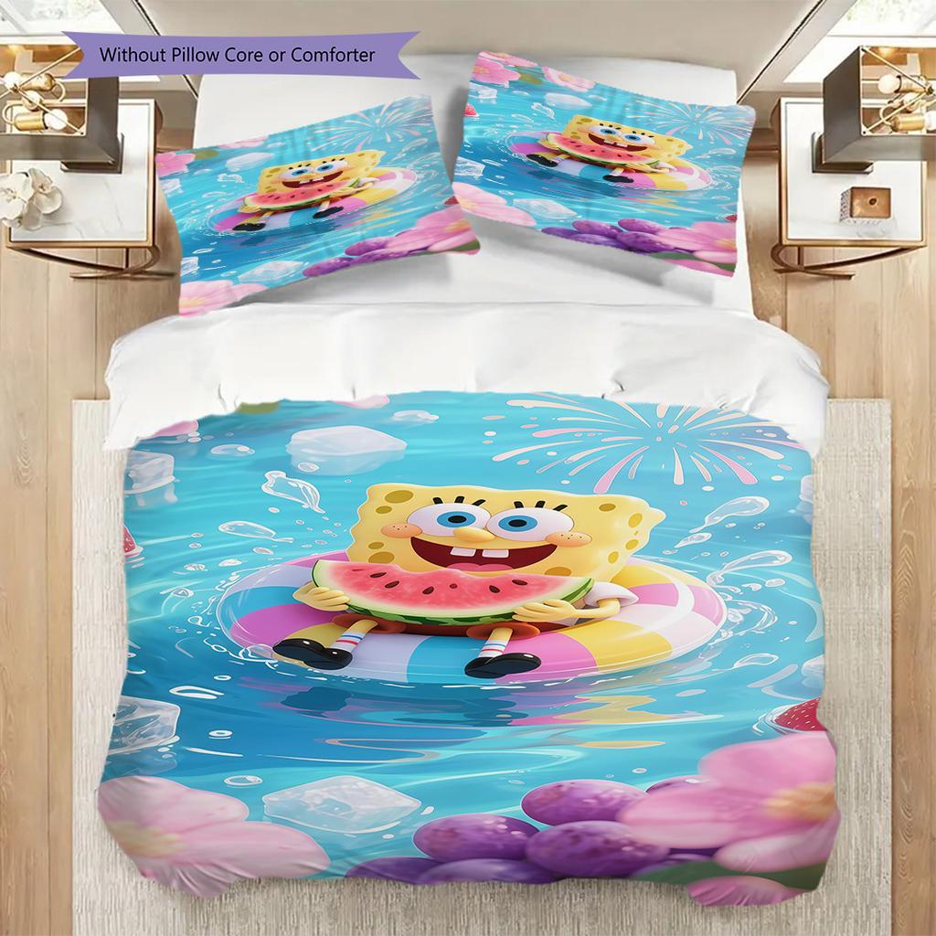 Spongebob Squarepants Day Life Bedding 1 Duvet Cover 2 Pillowcase Without Core Bedding Set Christmas Birthday Gift Duvet Cover And Pillowcase