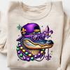 Mardi Gras Crocodile Sweatshirt, Mardi Gras Costume, Mardi Gras Alligator Tshirt, Fat Tuesday Shirt, Mardi Gras Carnival Gift, Louisiana Tee
