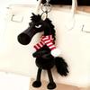 Adorable Creative Dark Horse Keychain Mascot Cute Simulation Horse Soft Chinese Style Zodiac Pony Figurine Room Decoration