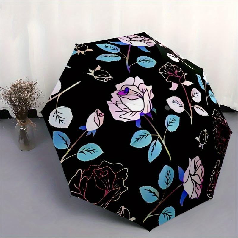 1pc Floral Pattern Automatic Open, Sturdy Iron Frame, Compact Folding Design, All-Season Portable Umbrella for Women & Men Yy250801137