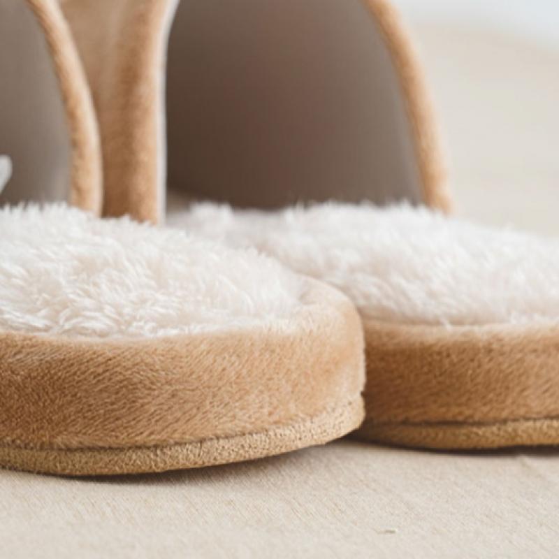 Daiso Embroidered Point Fur Living Room Shoes 230 250 Mm Brown