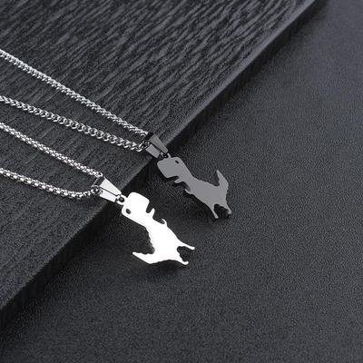 Men's Cute Dinosaur Necklace: Cartoon Stainless Steel Pendant with Sweater Chain