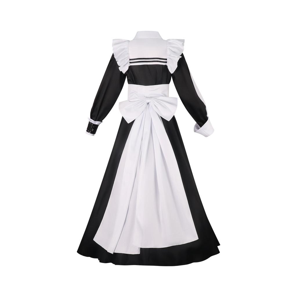 Death Game Spielen, um Essen auf den Tisch zu bringen Cosplay Kostüm mit Schwarz Weißem Dienstmädchenkleid für Rollenspiele