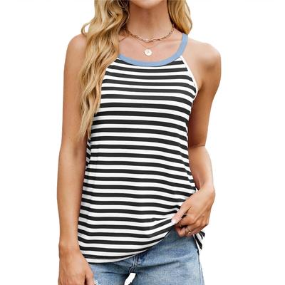 Sommer Neu Damen Gestreift Kontrastfarben Camisole Weste Locker Ärmellos Top