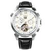 Jaragar Mechanical Watch Men Automatic Gold Mens Watches Top Brand Luxury Tourbillon Calendar Leather Belt Male Clocks Relojes