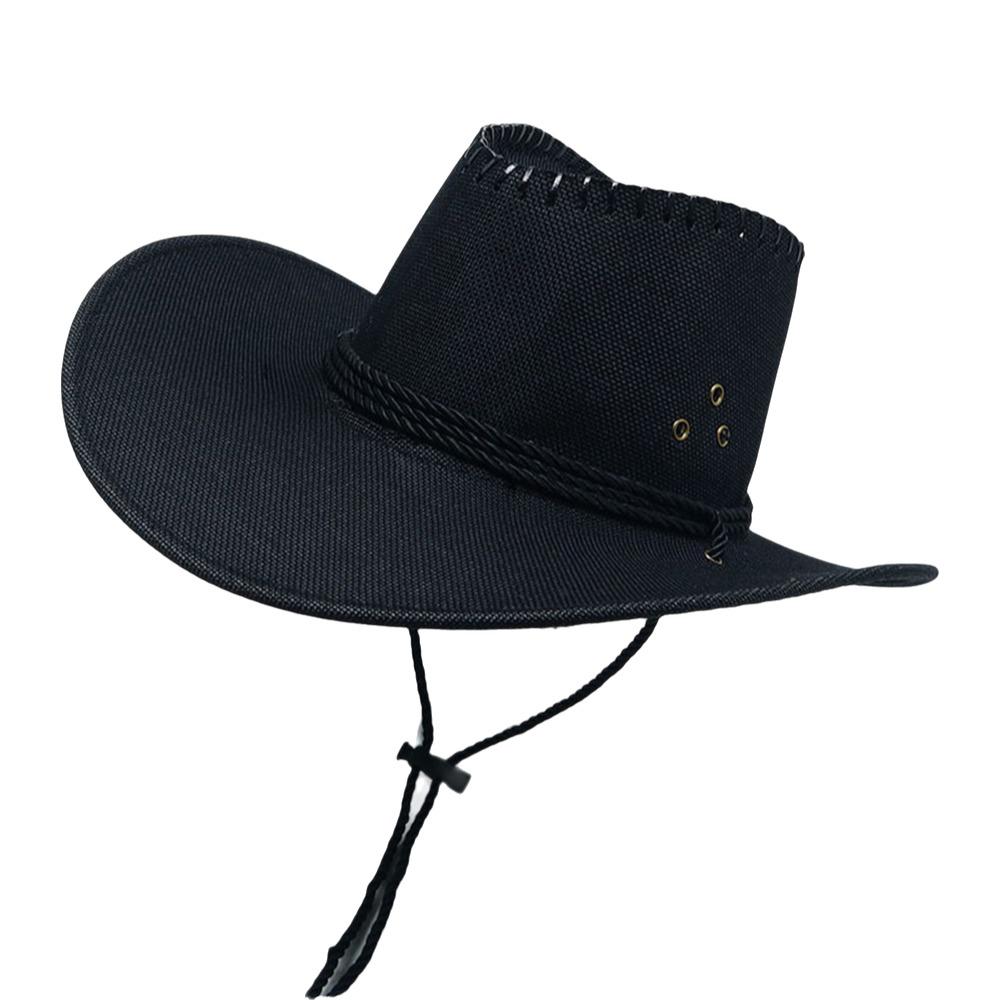 New Curved Brim Western Cowboy Hat Large Ethnic Top Hat Tibetan Style Roll Brim Cowgirl Cap for Women Men