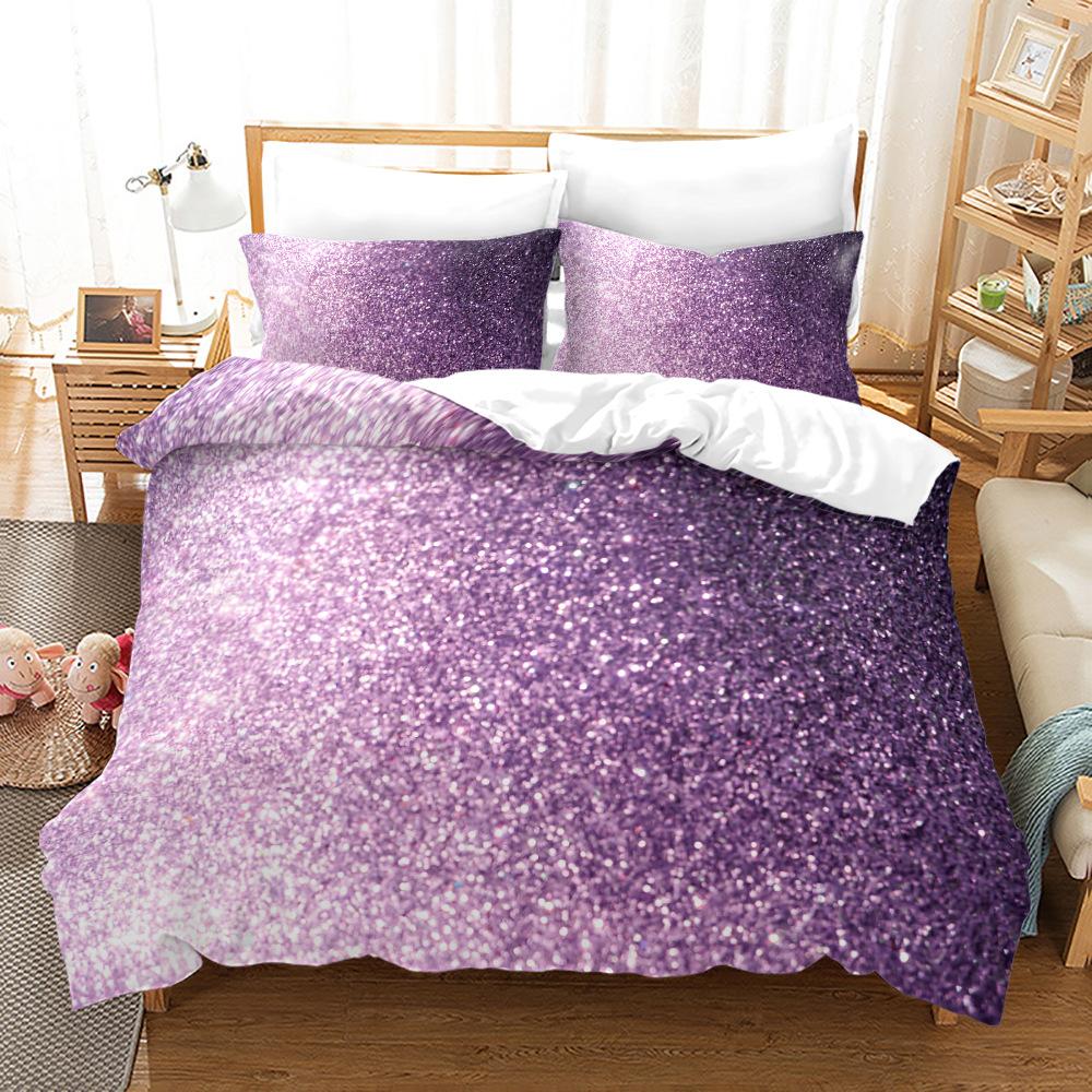 Gradient Duvet Cover Set Microfiber Rainbow Striped Glitter Sequins Quilt Cover Double Queen King Size 2/3pcs Comforter Cover