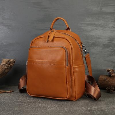Vintage Vera Pelle Spalla Strato Superiore Pelle Bovina Squisita Borsa Sensibile di Alta Qualità Zaino da Viaggio Grande Capacità