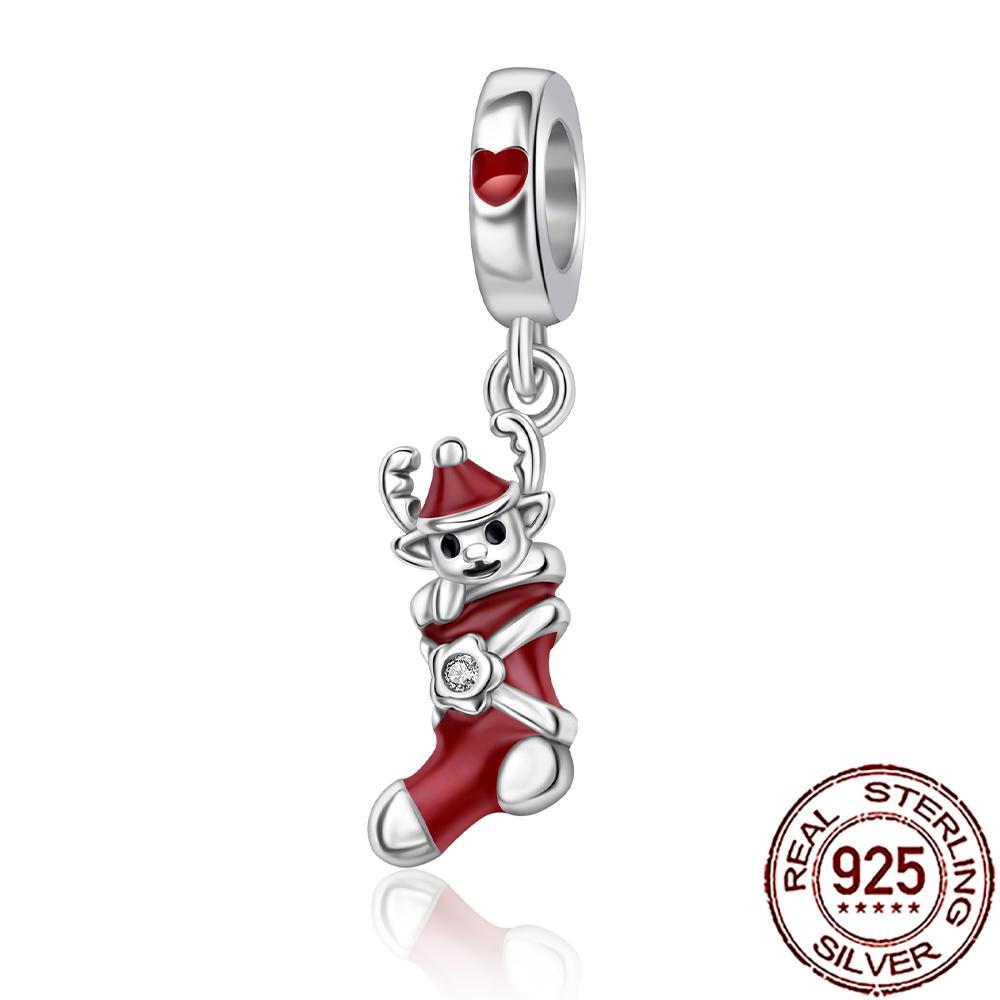 Novos Berloques de Cobre de Natal Papai Noel Berloques para Pulseira Corrente Cobra Colar Feminino Joias Diy