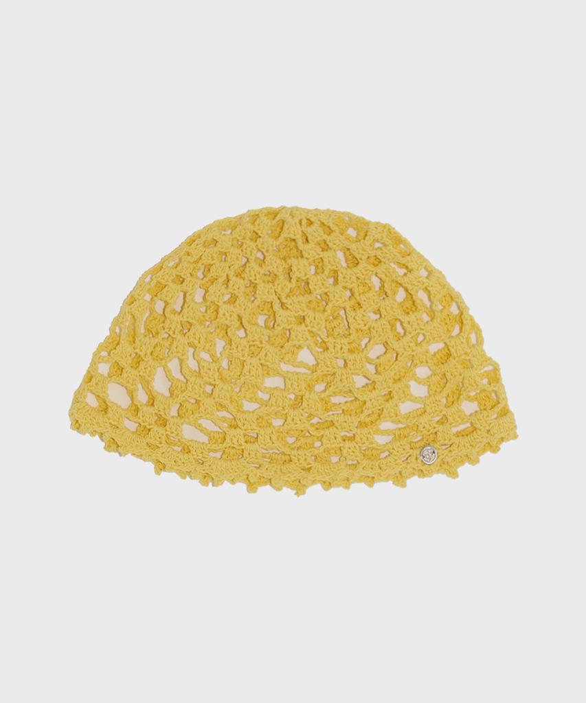 Seullouseulloulli Lily Handmade Crochet Cotton Punched Short Beanie (Ver.2) _ Yellow