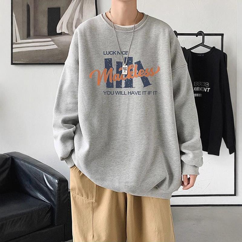 

Ретро Дизайн Чистый Хлопок С Круглым Вырезом Свитер Мужской Осенне-Зимний Свободный Плюс Бархатное Утепление Красивый. 5XL