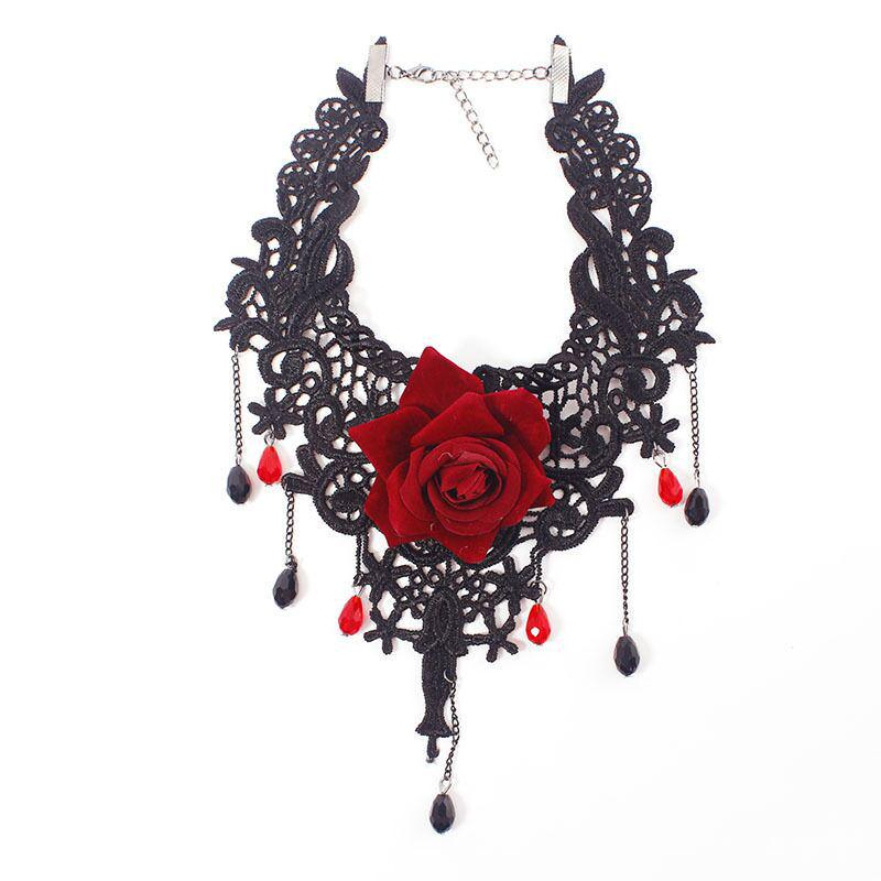 Gothic Lolita Rose Choker Necklace 