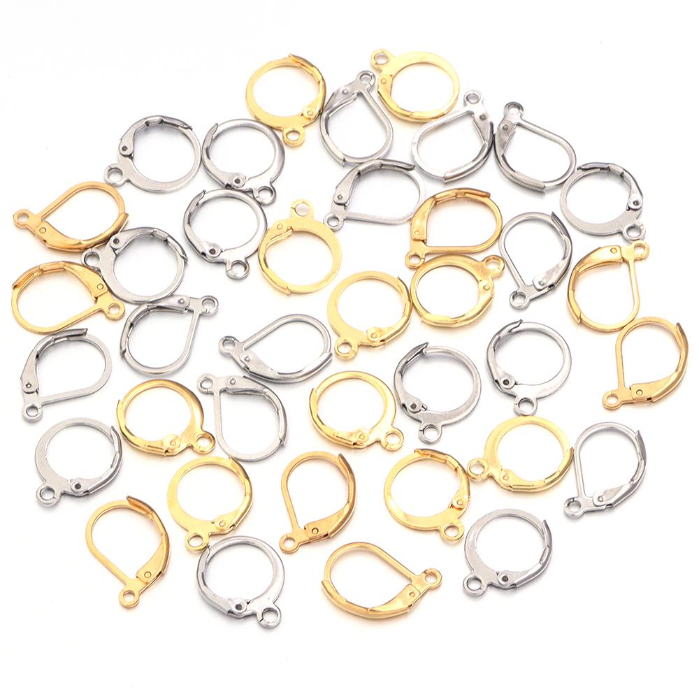 20pcs/lot Hypoallergenic Stainless Steel Ear Hooks French Lever Back Earring Round Hook Ear Wire Earrings For DIY Jewelry Making