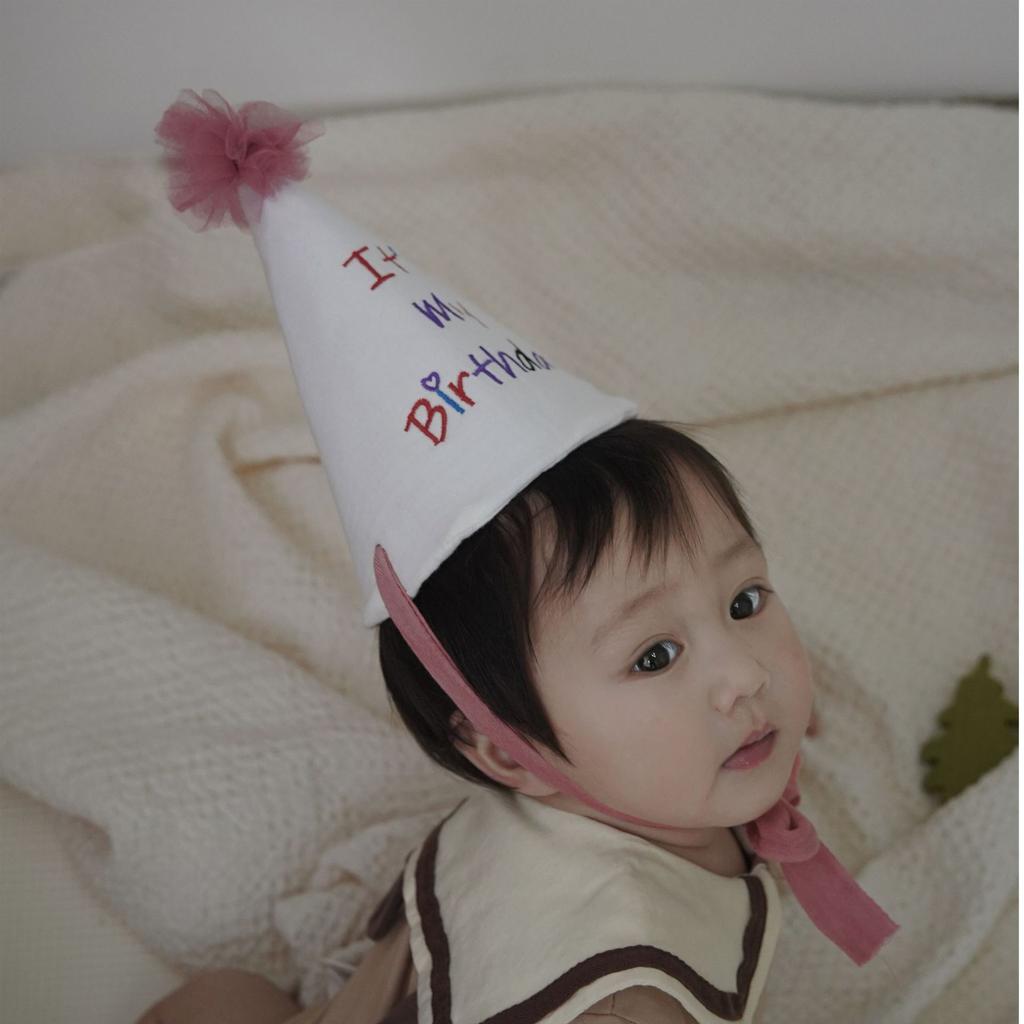 Korea Style Beanie Baby Birthday Unisex Kids Prince Princess Party Four Seasons Cotton Soft Stitchwork Costume Headwear Pink