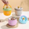 Stainless Steel Breakfast Cup with Handle & Lid Portable Thermal Milk Tumbler with Spoon Compartment Leak Proof Oatmeal Yogurt Container