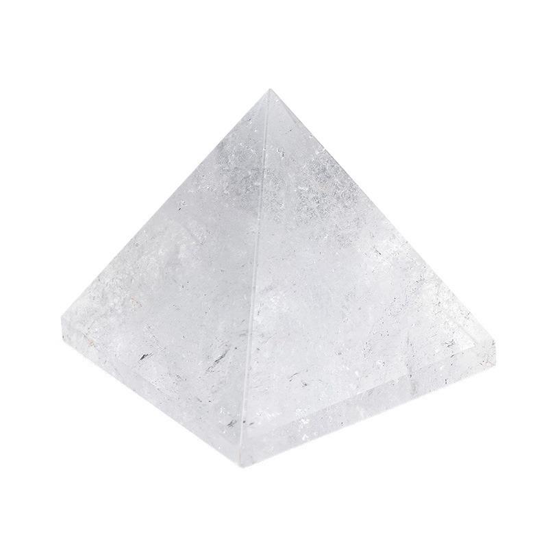 Bílá křišťálová leštěná pyramida Feng Shui ornament
