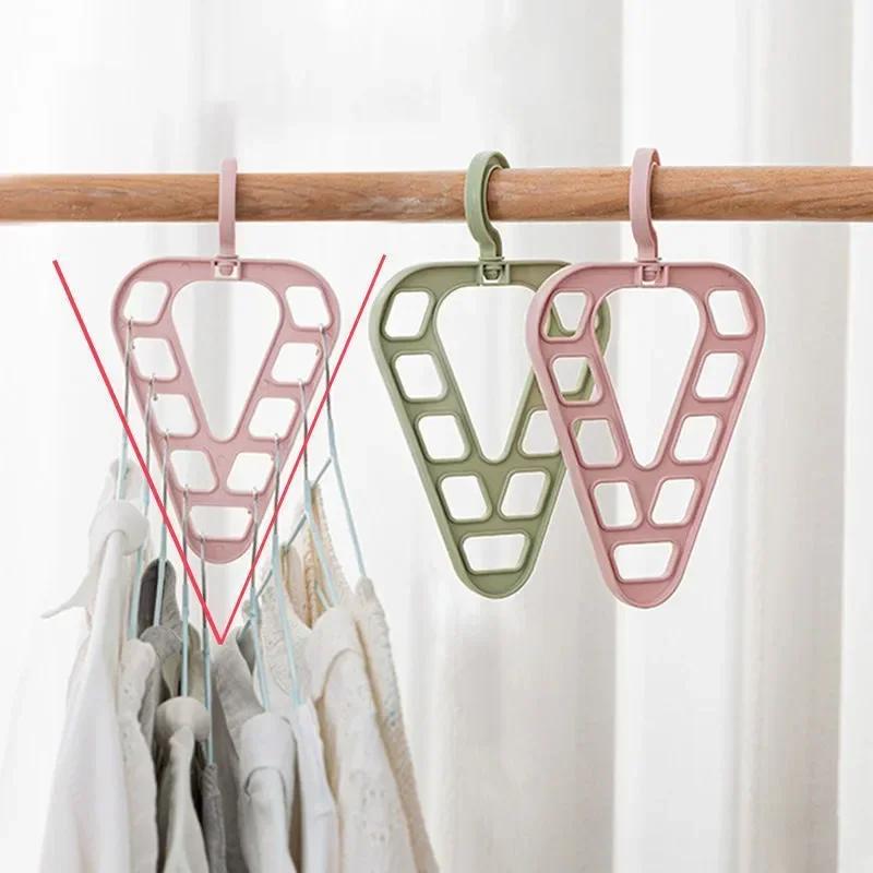 1pc Triangle Nine Hole Clothes Hanger with Rotatable Clothing Storage Rack, Suitable for Wardrobes and Organizing Rooms
