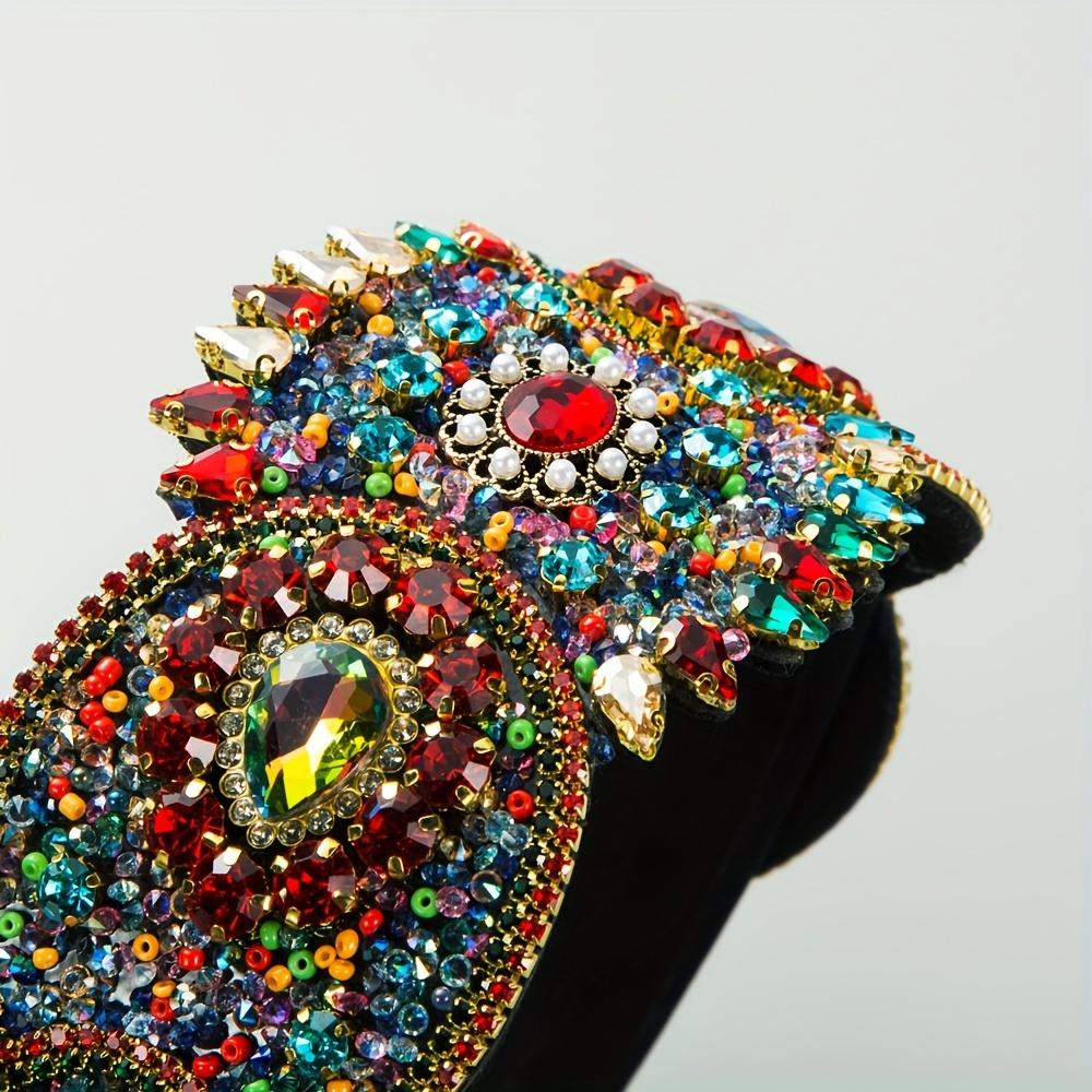 Elegant Vintage Inspired Rhinestone & Floral Headband Wide, Glamorous Hair Accessory for Women | Perfect for Parties & Formal Events