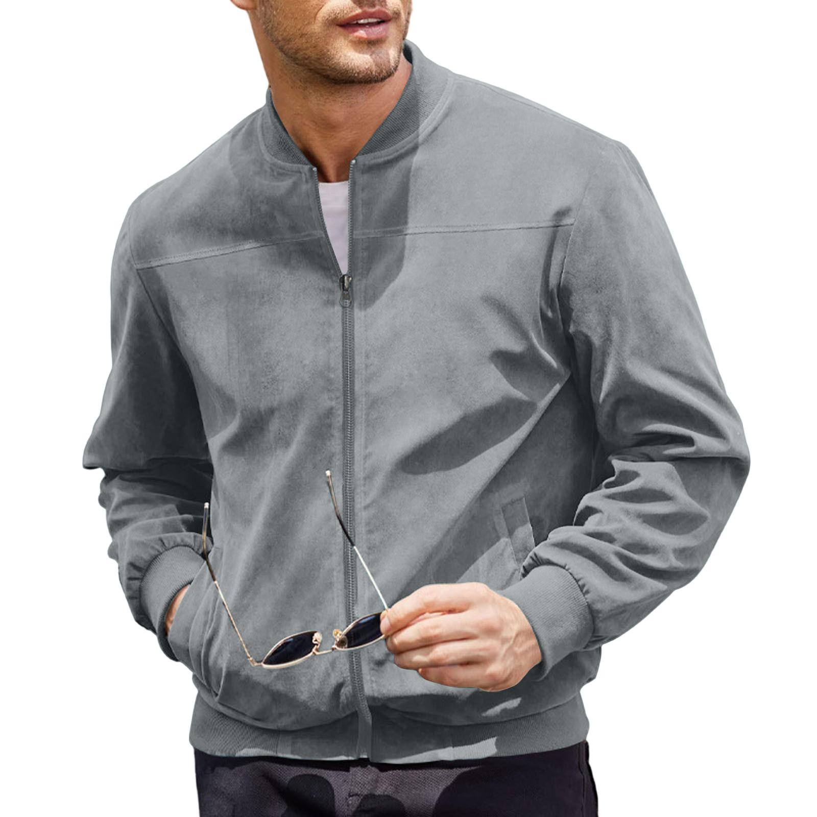 

Мужская куртка на молнии, повседневная куртка-кардиган в стиле ретро с длинными рукавами XL светло-синий