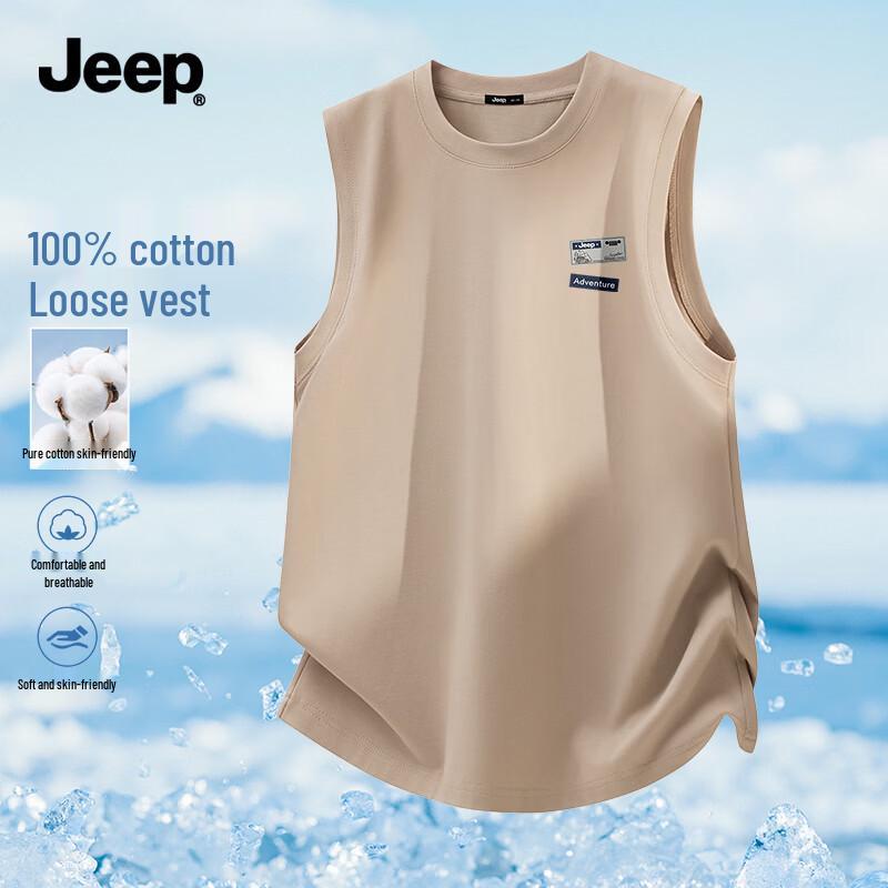JEEP Men's Loose-Fit Heavy Cotton Round Neck T-Shirt