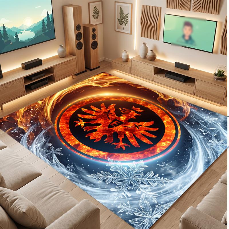 Eintracht Frankfurt Football Print Crystal Velvet Rug, Comfortable Water Absorbent Non Slip Indoor Floor Carpet