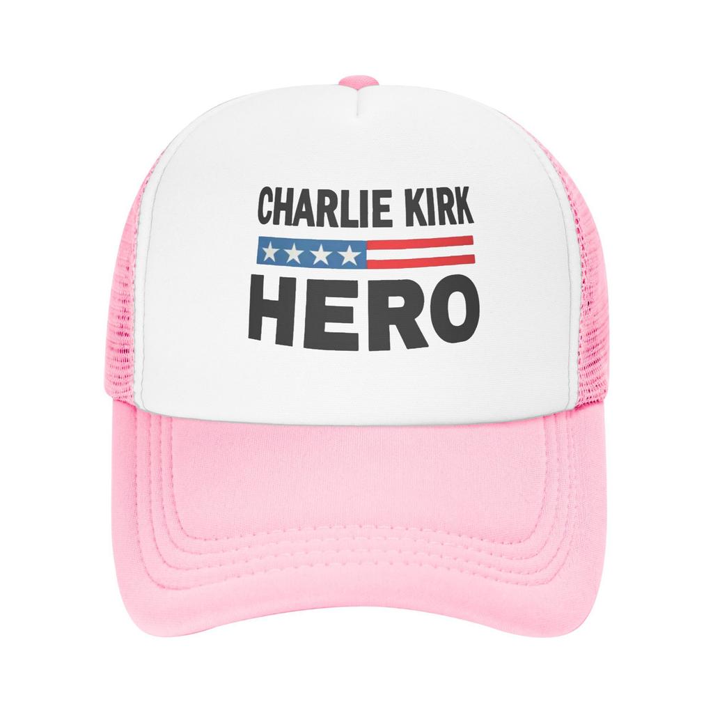 Helden-Charlie-Kirk-Flagge Benutzerdefinierte Netz-Baseballkappen für Herren Camping Damen Strand Papa-Hut Schirmmütze
