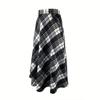 Women's Summer Black and White Check Large Pockets Long Casual Umbrella Skirt