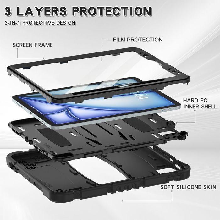 Case for iPad Air 11" (2024/2025/2026) - 360° Protection - Shockproof - Stand - Black