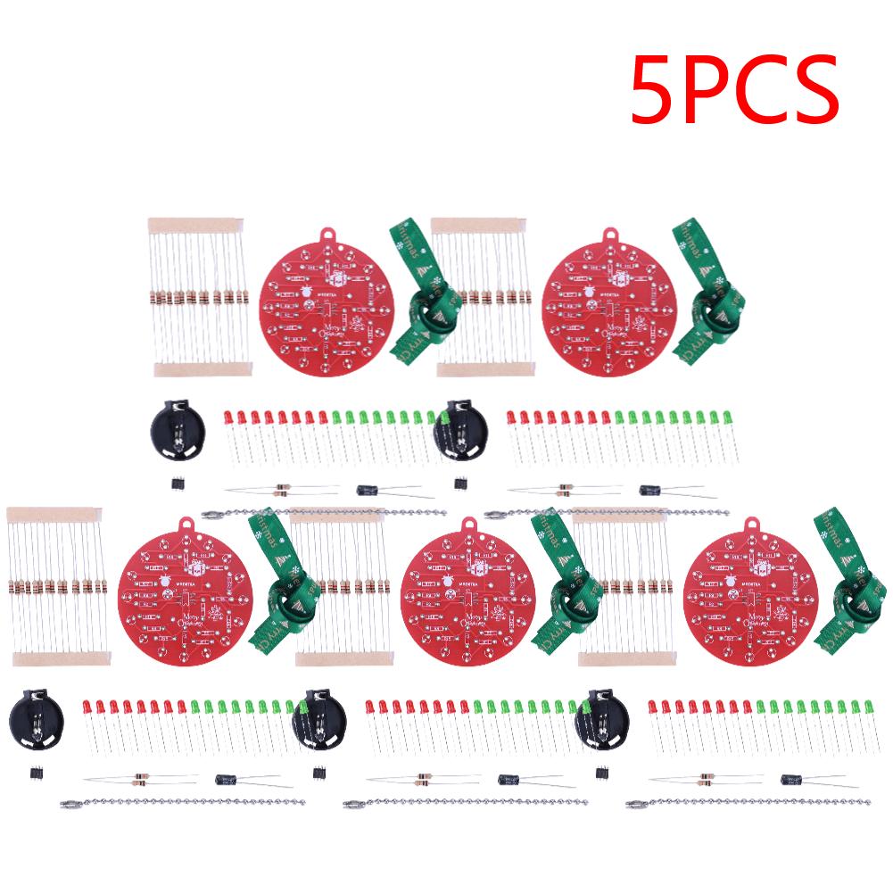 NE555 PCB Crcuit Ornaments Soldering Kit Red & Green LED Light Christmas Tree Soldering Kit for STEM Educational Valentine Day