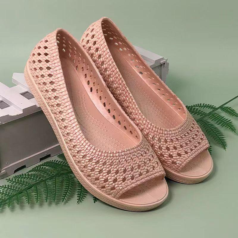 

Женские летние повседневные сандалии с открытым носком и открытой ногой на толстой подошве, нескользящие, дышащие, повседневные пляжные сандалии с открытым носком 41 абрикосовый