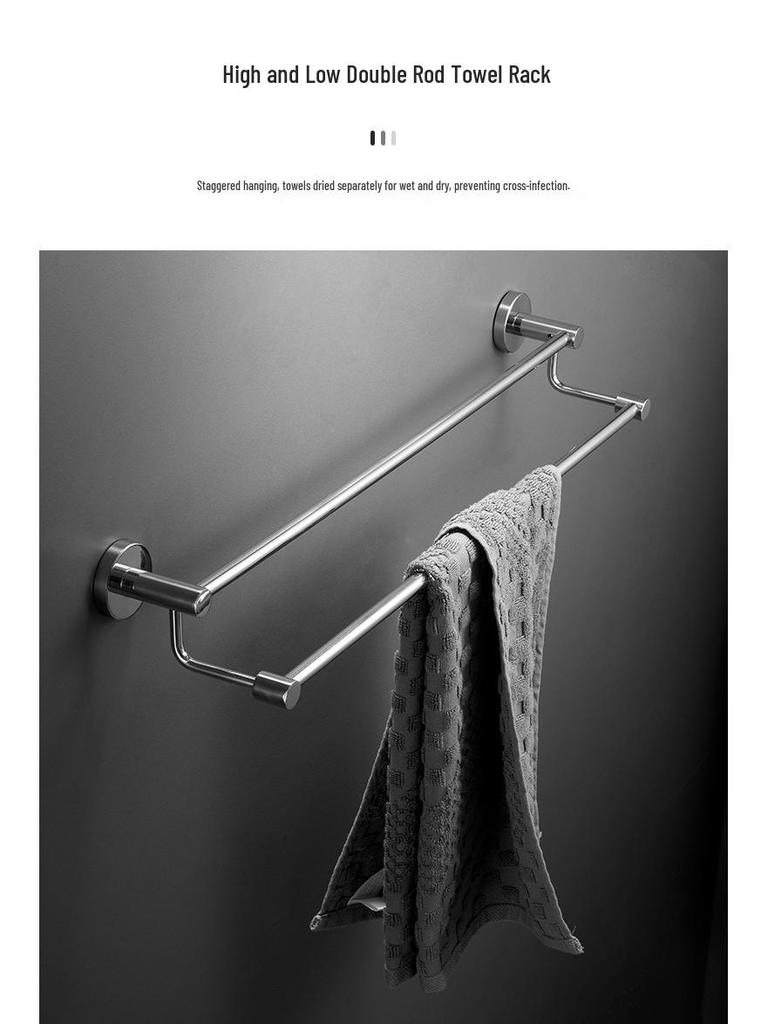 Stainless Steel Wall-Mounted Towel Rack with Storage Shelf, Punch-Free Installation