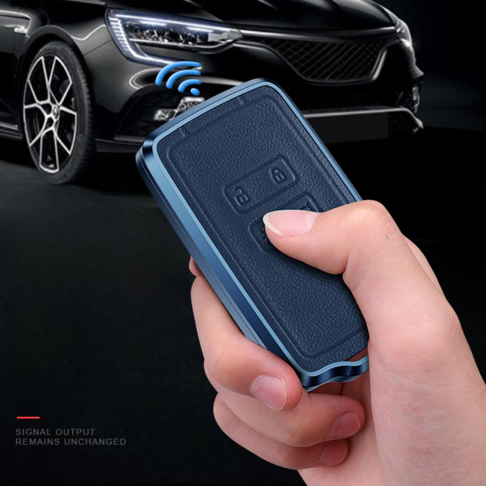 Alloy Leather Car Key Case Cover Shell For Renault Koleos Captur Megane Clio Scenic Talisman Arkana For Dacia Sandero Card Fob