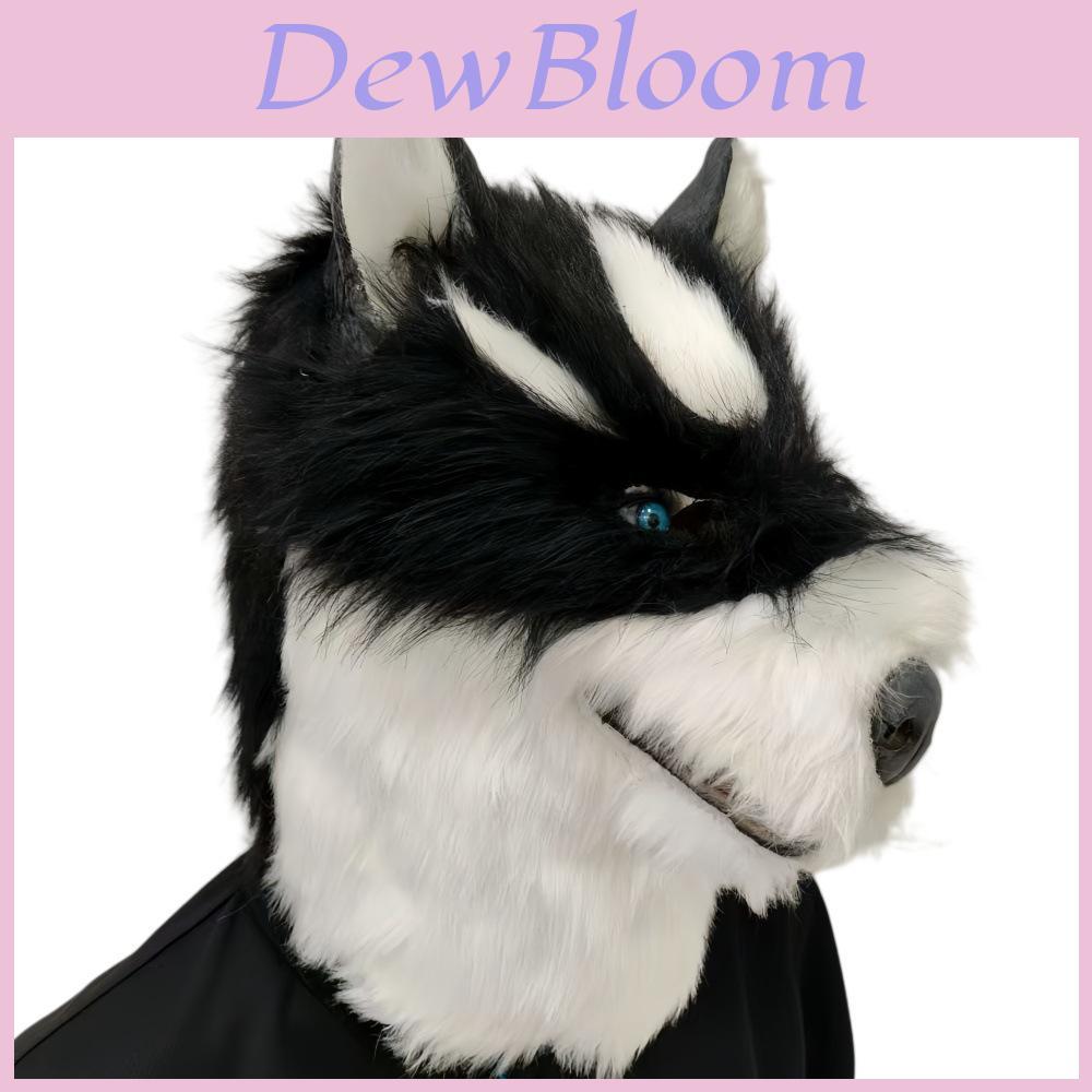 Plush Husky Head Mask With Funny Animal Costume For Halloween And Party Events