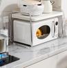 Double Layer Microwave Oven Storage Rack - Multi-functional Kitchen Countertop Shelf with Pull-out for Rice Cooker