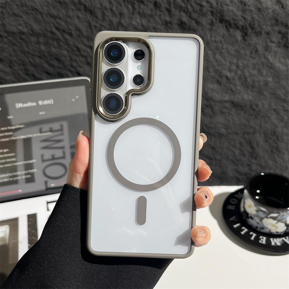 Luxury Cystal Clear Magnetic Phone Case For Samsung S26 S25 S24 Plus Ultra For Magsafe Wireless Charging Shockproof Back Cover