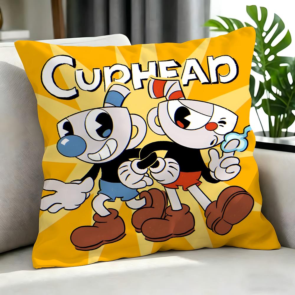 Game Cuphead Cushion Cover Cushion Cover Set 4Pcs 50X50 45X45 40X40 Pillowcase Decorative Sofa Home Decor