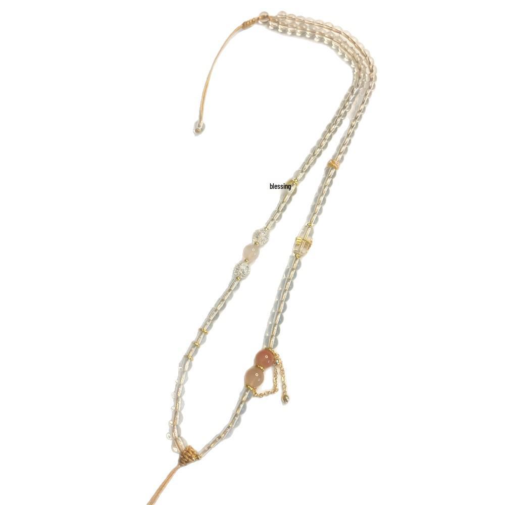Versatile Red Agate Pendant with White Crystal Southern Necklace Cord