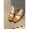 Retro square head one-word belt inner height increase shallow mouth single shoes women's design sense Mary Jane shoes
