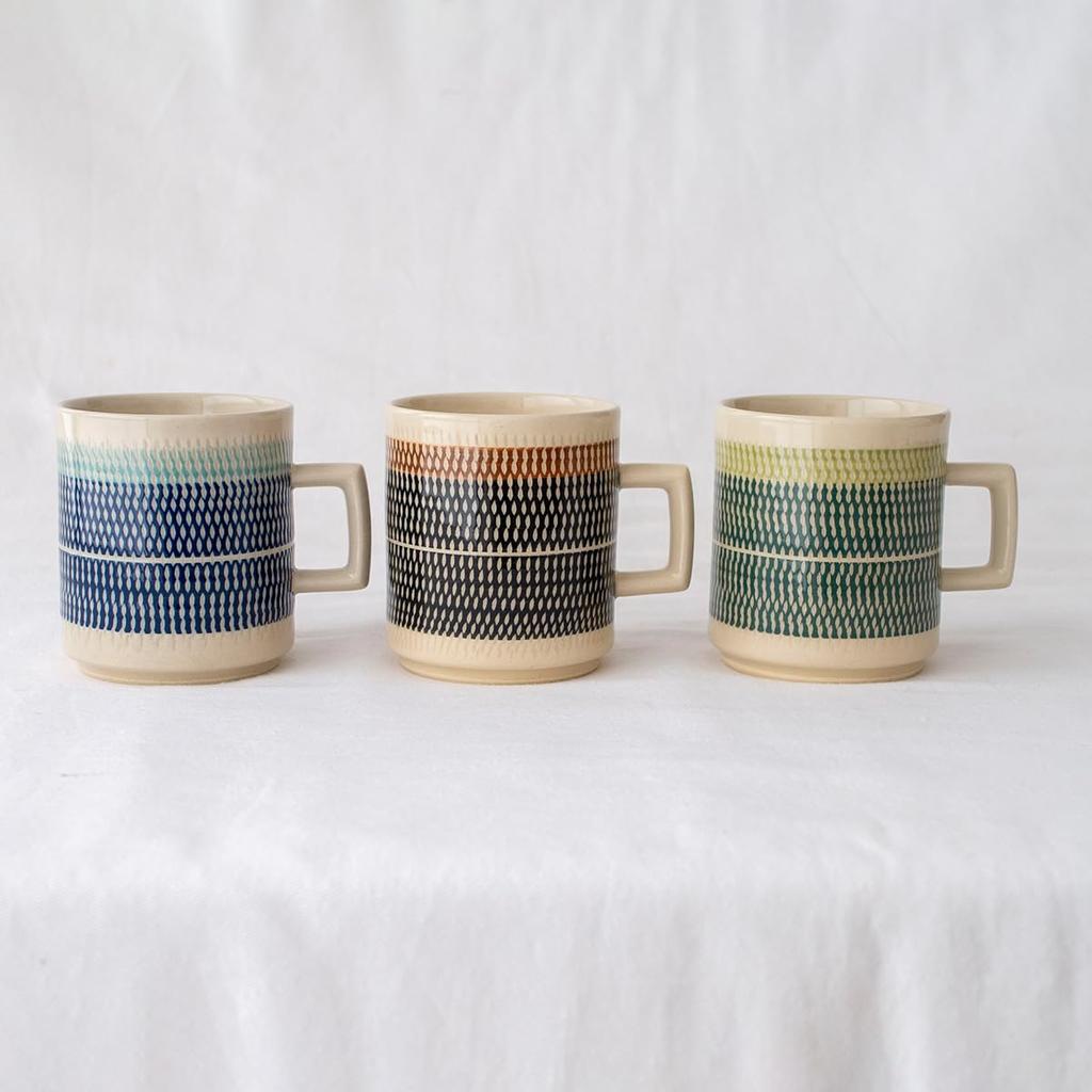 EDITIONS Shofu Kiln Mug Mino Ware Made In Japan KANNA Flying Plane Handmade Pottery Blue