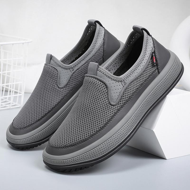 Men's shoes net shoes 2025 summer new solid color versatile single shoes breathable soft sole light casual shoes men