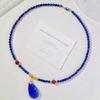 Autumn And Winter Natural Old Beeswax Lapis Lazuli Nanhong Design Necklace Collarbone Chain