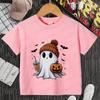 Little Boo Drinking Coffee Halloween Spooky Season Shirt Children T-Shirts Harajuku Graphic Tops Kids Summer Fashion Tshirt Tops