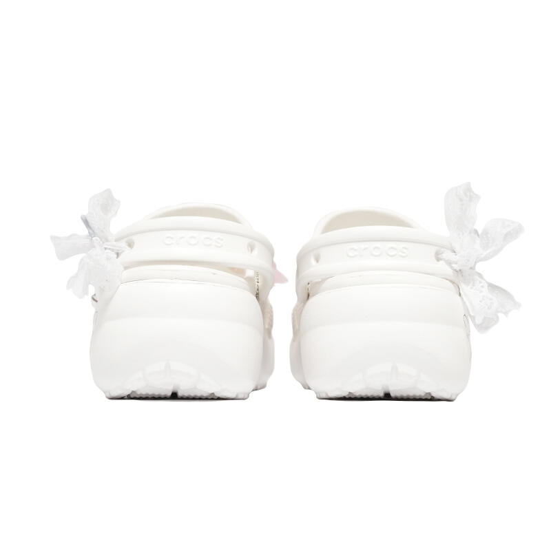 Crocs Classic Platform Clog Star EVA Bow Classic Cloud Girl Versatile Hole Shoes Women's Silver White