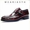 Men's Formal Leather Monk Shoes - European & American Style, Alligator Pattern, Square Toe, Retro Handmade
