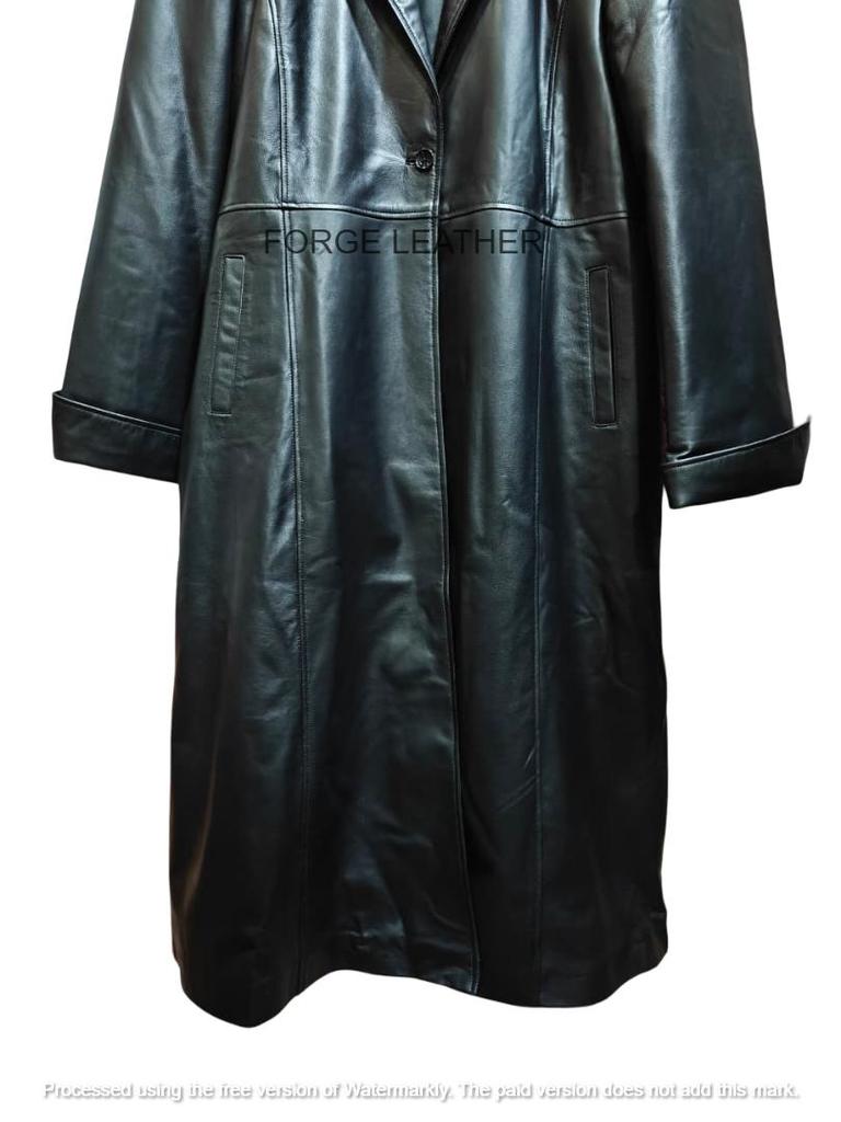 Negru Femei Handmade Design Formal Halloween Piele de Miel Lung Trenci Elegant