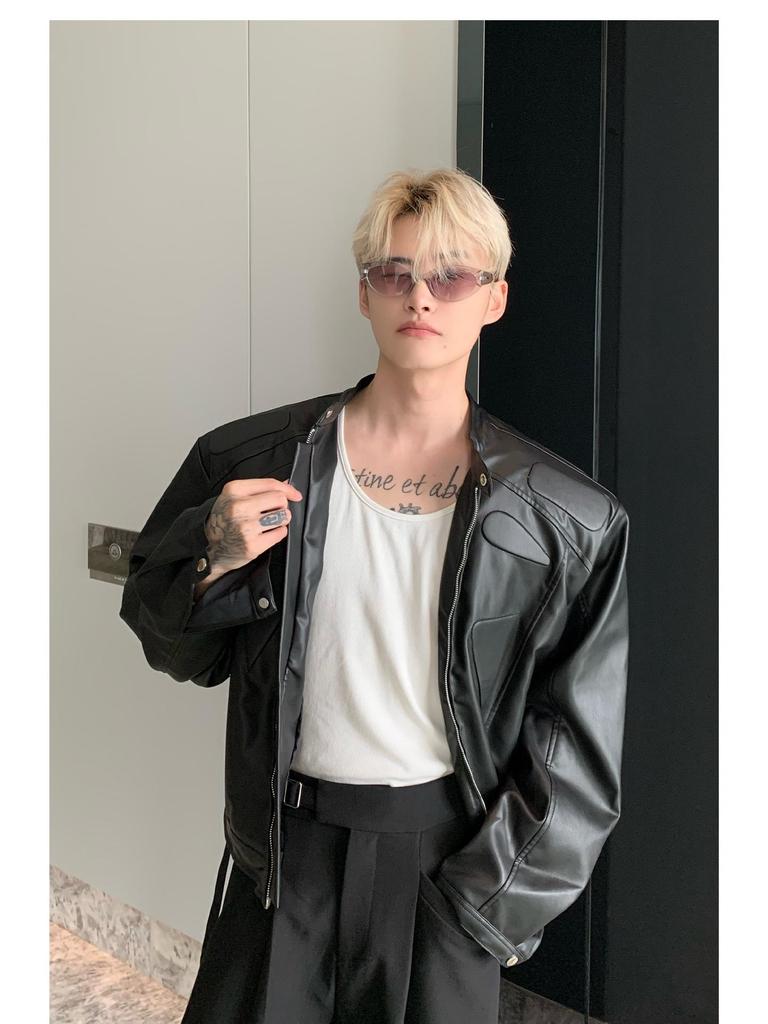 Unisex High-End Motorcycle Jacket: Spring & Autumn American Street Style with Padded Shoulders