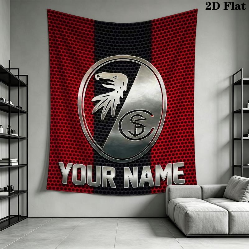 Custom Name SC Freiburg Wall Tapestry Aesthetic Wall Hanging Printed Fabric Blanket Decorative Tapestries for Bedroom Living Room Home Decor