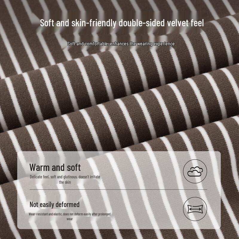 Women's Striped Mock Neck Thermal Fleece Long Sleeve Base Layer