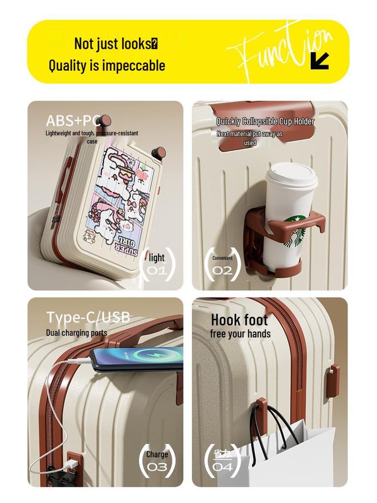 2025 New Cabin Size Luggage: Trolley Case with Combo Lock for Women, Men, and Kids